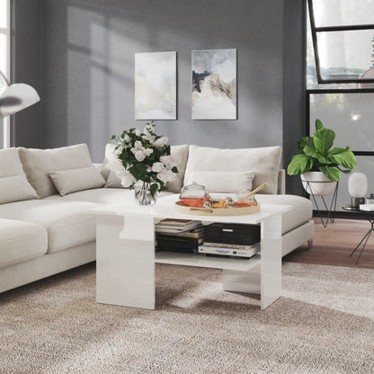 vidaXL Couchtisch Hochglanz-Weiß 90x60x46,5 cm Holzwerkstoff