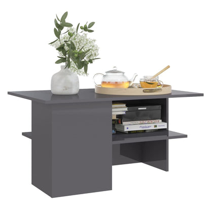vidaXL Couchtisch Hochglanz-Grau 90x60x46,5 cm Holzwerkstoff