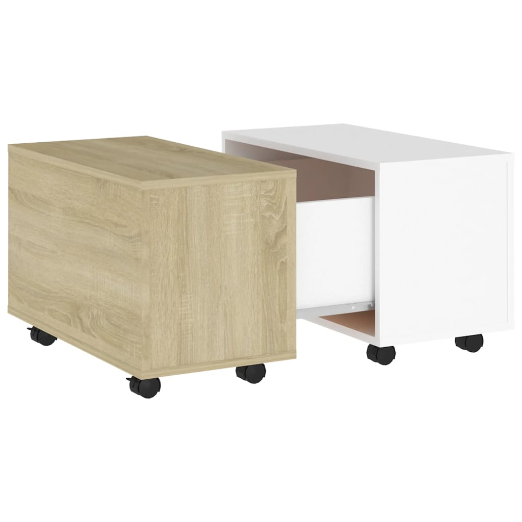 vidaXL Couchtisch Weiß und Sonoma-Eiche 60x60x38 cm Holzwerkstoff