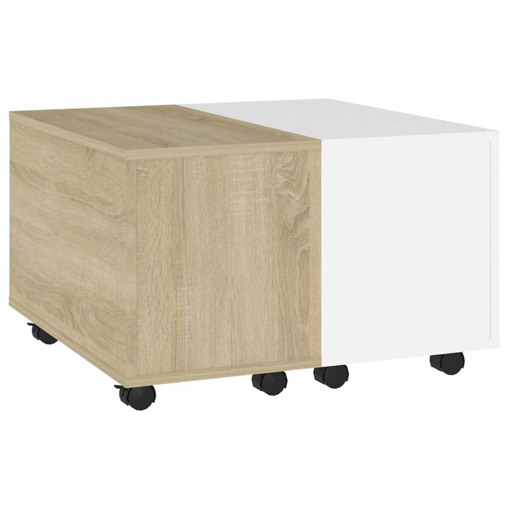 vidaXL Couchtisch Weiß und Sonoma-Eiche 60x60x38 cm Holzwerkstoff