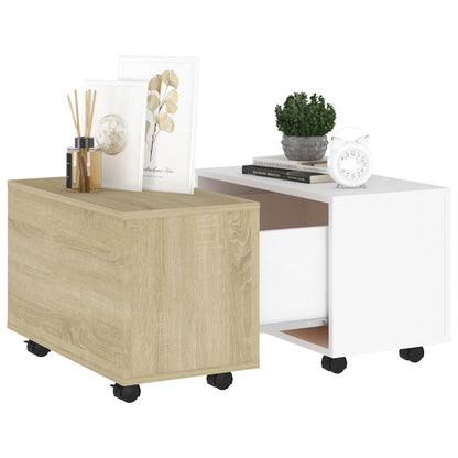 vidaXL Couchtisch Weiß und Sonoma-Eiche 60x60x38 cm Holzwerkstoff