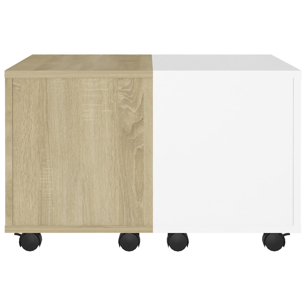 vidaXL Couchtisch Weiß und Sonoma-Eiche 60x60x38 cm Holzwerkstoff