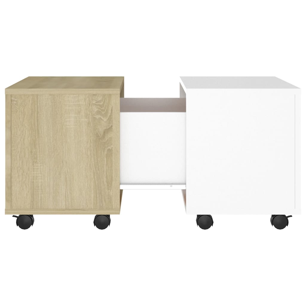 vidaXL Couchtisch Weiß und Sonoma-Eiche 60x60x38 cm Holzwerkstoff