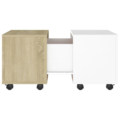 vidaXL Couchtisch Weiß und Sonoma-Eiche 60x60x38 cm Holzwerkstoff