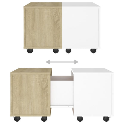 vidaXL Couchtisch Weiß und Sonoma-Eiche 60x60x38 cm Holzwerkstoff