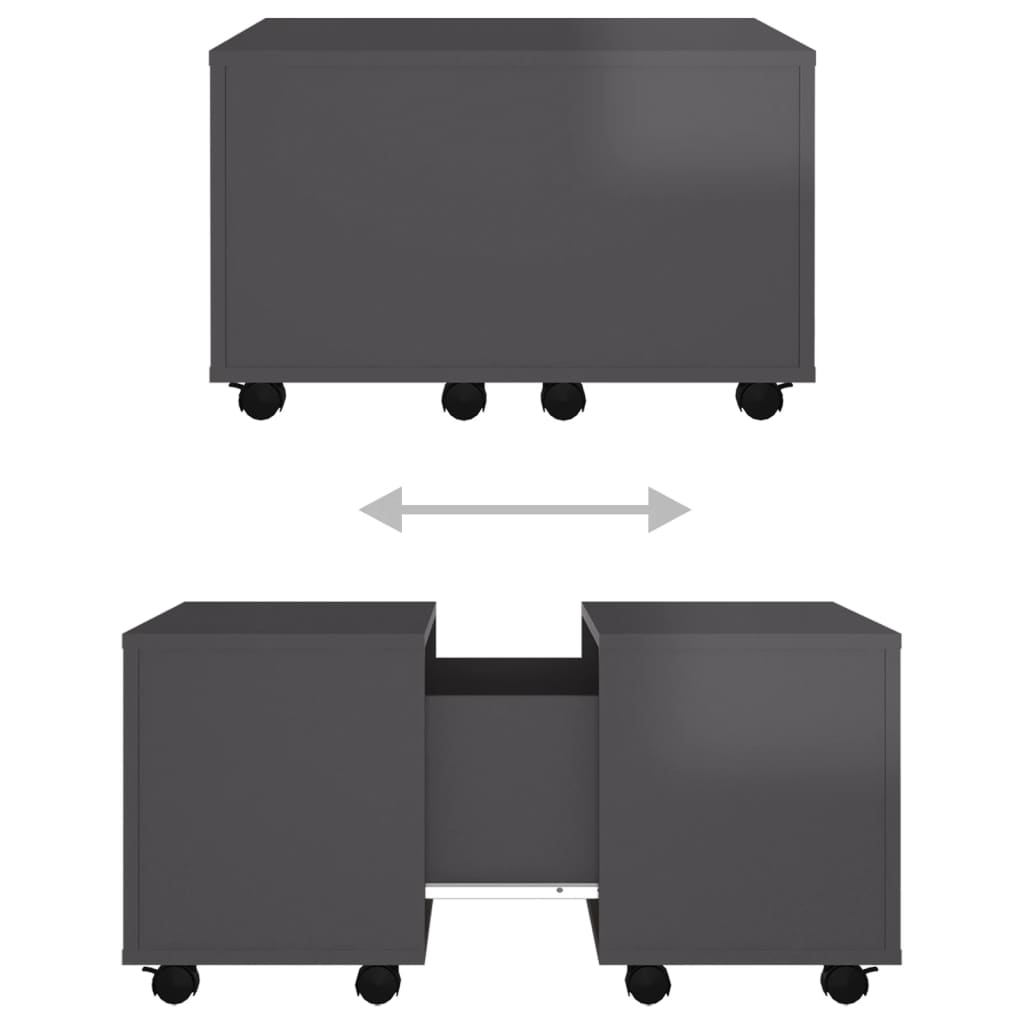 vidaXL Table basse gris brillant 60x60x38 cm Bois d'ingénierie