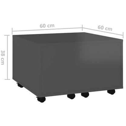 vidaXL Table basse gris brillant 60x60x38 cm Bois d'ingénierie