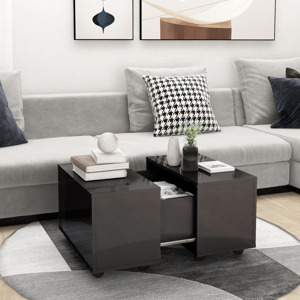 vidaXL Table basse gris brillant 60x60x38 cm Bois d'ingénierie