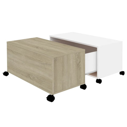 vidaXL Couchtisch Weiß Sonoma-Eiche 75x75x38 cm Holzwerkstoff