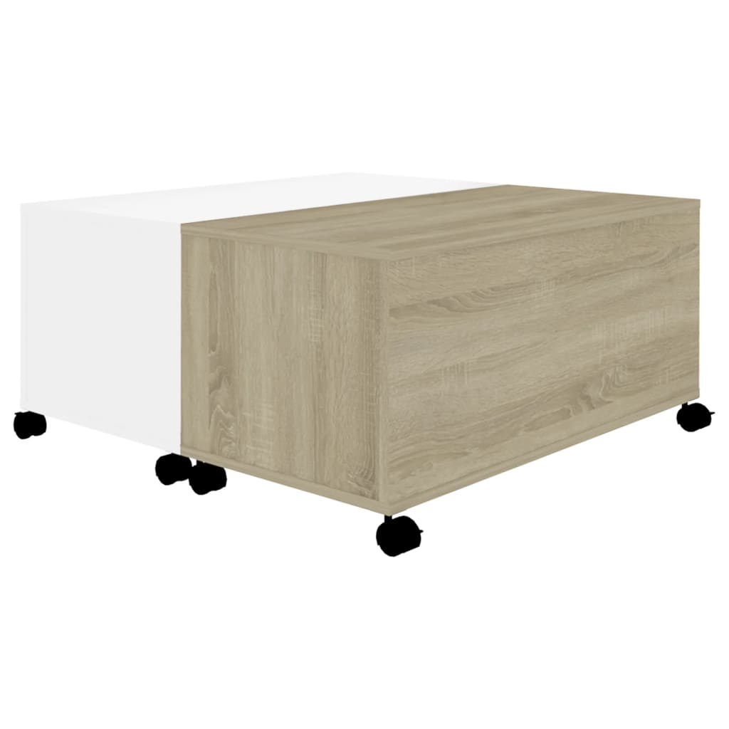 vidaXL Couchtisch Weiß Sonoma-Eiche 75x75x38 cm Holzwerkstoff