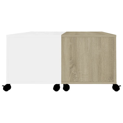 vidaXL Couchtisch Weiß Sonoma-Eiche 75x75x38 cm Holzwerkstoff