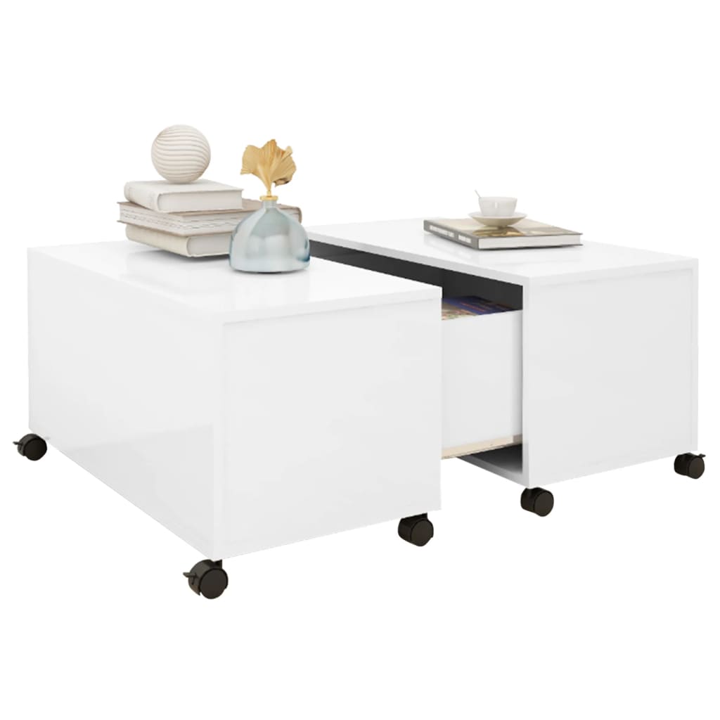 vidaXL Couchtisch Hochglanz-Weiß 75x75x38 cm Holzwerkstoff