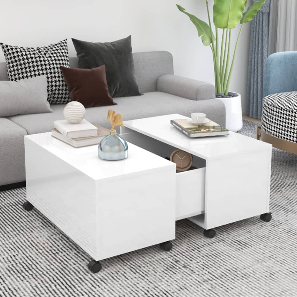 vidaXL Couchtisch Hochglanz-Weiß 75x75x38 cm Holzwerkstoff