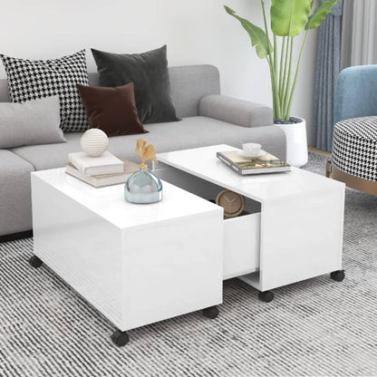 vidaXL Couchtisch Hochglanz-Weiß 75x75x38 cm Holzwerkstoff