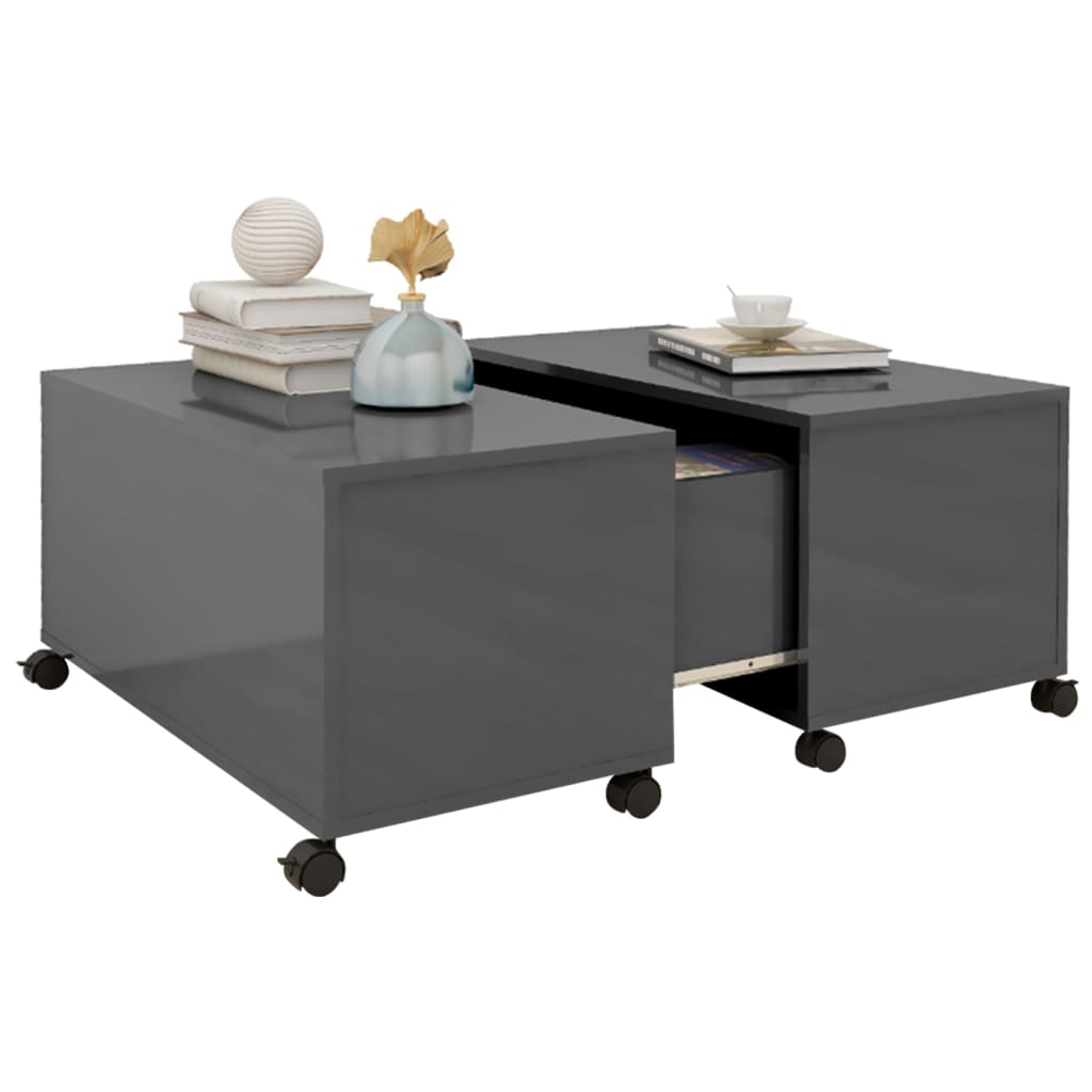vidaXL Couchtisch Hochglanz-Grau 75x75x38 cm Holzwerkstoff