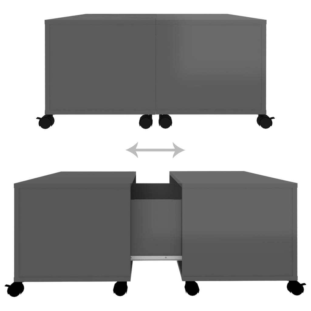 vidaXL Couchtisch Hochglanz-Grau 75x75x38 cm Holzwerkstoff