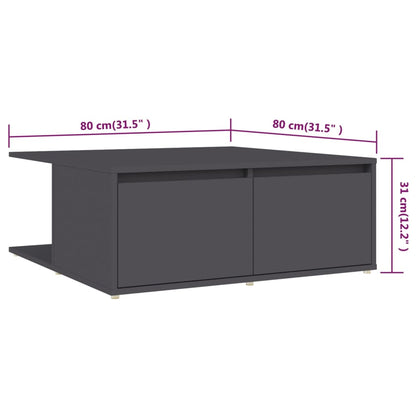 vidaXL Couchtisch Grau 80x80x31 cm Holzwerkstoff