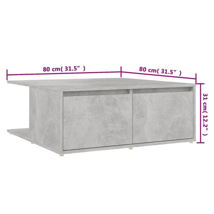 vidaXL Couchtisch Betongrau 80x80x31 cm Holzwerkstoff