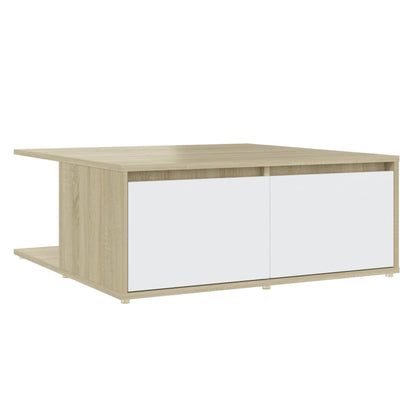 vidaXL Couchtisch Weiß und Sonoma-Eiche 80x80x31 cm Holzwerkstoff