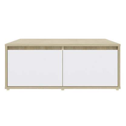 vidaXL Couchtisch Weiß und Sonoma-Eiche 80x80x31 cm Holzwerkstoff