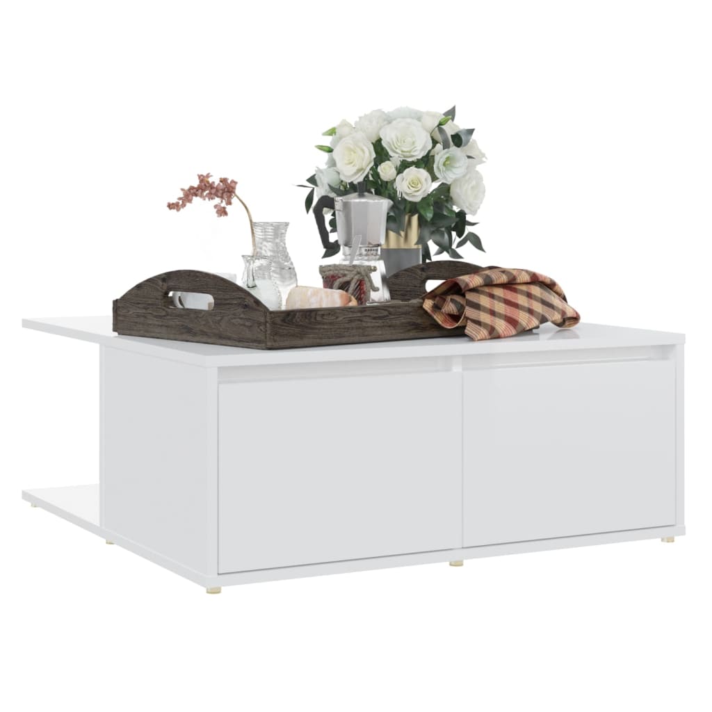 vidaXL Couchtisch Hochglanz-Weiß 80x80x31 cm Holzwerkstoff