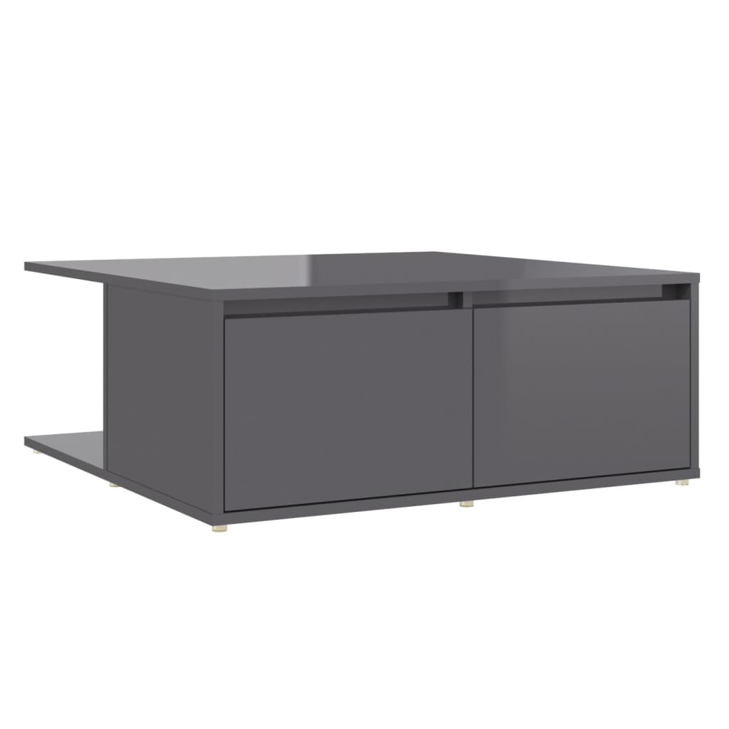 vidaXL Table basse gris brillant 80x80x31 cm Aggloméré