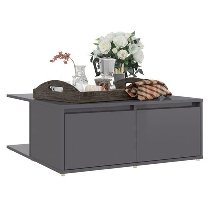 vidaXL Table basse gris brillant 80x80x31 cm Aggloméré