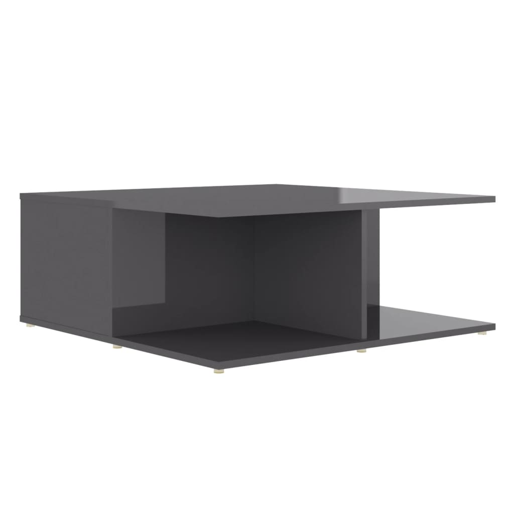 vidaXL Table basse gris brillant 80x80x31 cm Aggloméré