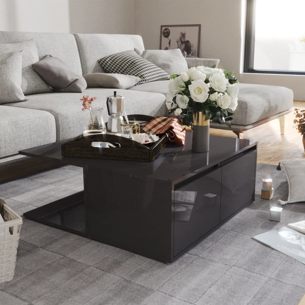 vidaXL Table basse gris brillant 80x80x31 cm Aggloméré