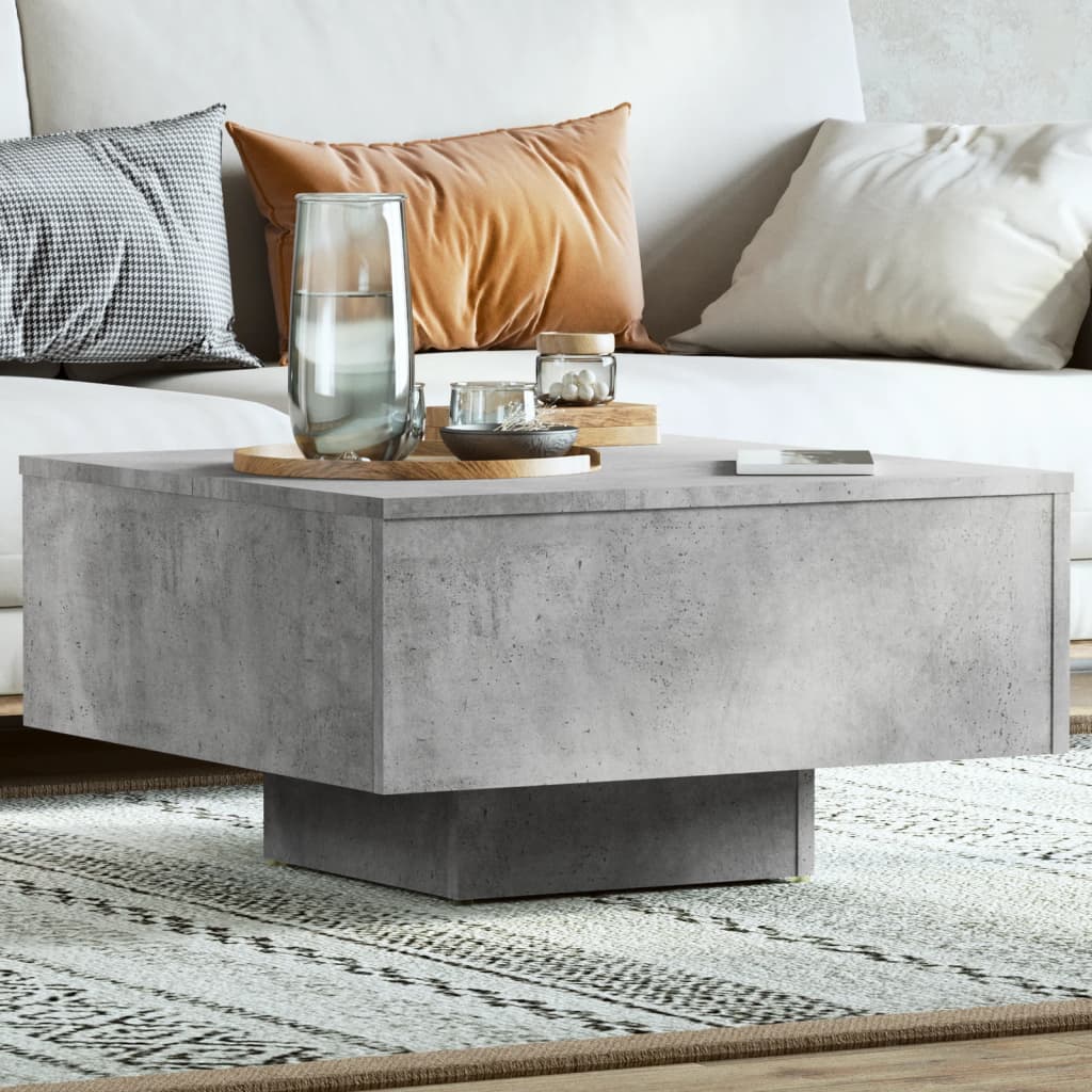 vidaXL Table basse gris béton 60x60x31,5 cm, bois d'ingénierie