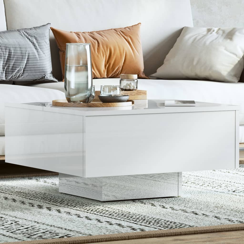 vidaXL Table basse blanc brillant 60x60x31,5 cm Aggloméré