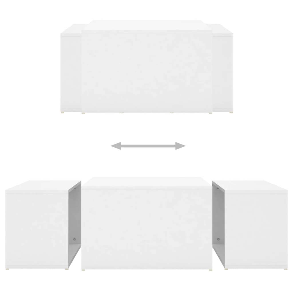 vidaXL Tables gigognes, 3 pcs. blanc 60x60x38 cm, bois d'ingénierie