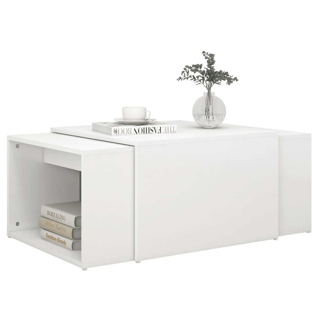 vidaXL Tables gigognes, 3 pcs. blanc 60x60x38 cm, bois d'ingénierie
