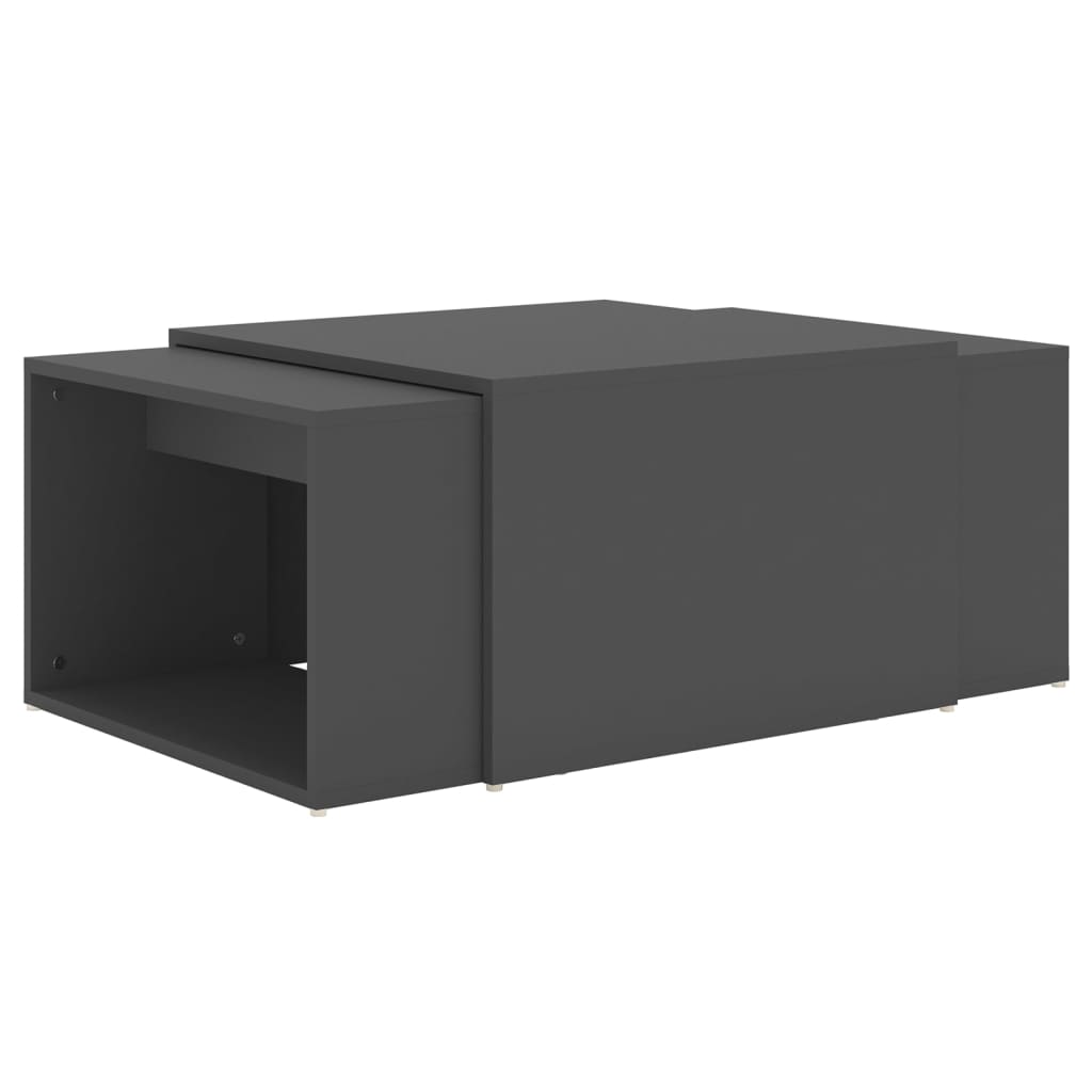 vidaXL Tables gigognes 3 pcs Gris 60x60x38 cm Aggloméré
