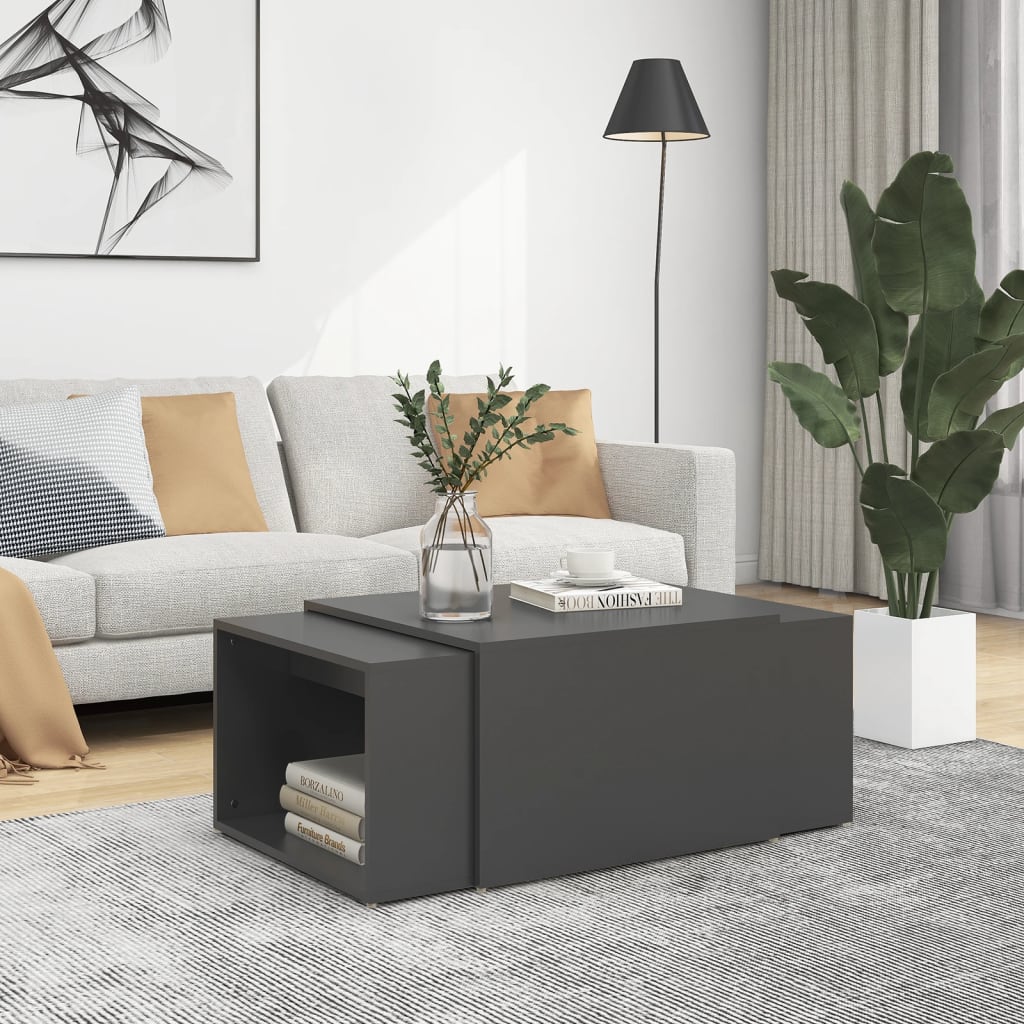 vidaXL Tables gigognes 3 pcs Gris 60x60x38 cm Aggloméré