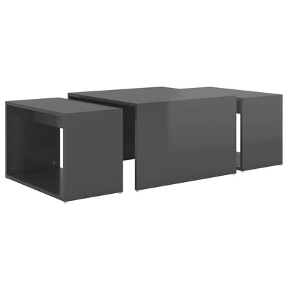 vidaXL Tables basses gigognes 3 pcs Gris brillant 60x60x38 cm