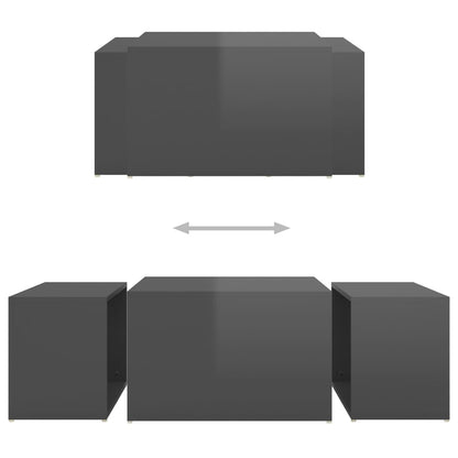 vidaXL Tables basses gigognes 3 pcs Gris brillant 60x60x38 cm