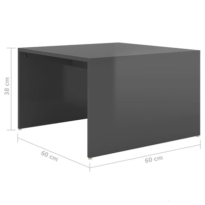 vidaXL Tables basses gigognes 3 pcs Gris brillant 60x60x38 cm