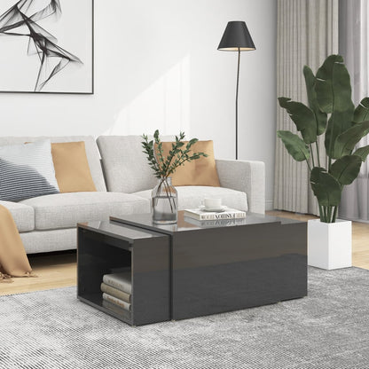 vidaXL Tables basses gigognes 3 pcs Gris brillant 60x60x38 cm