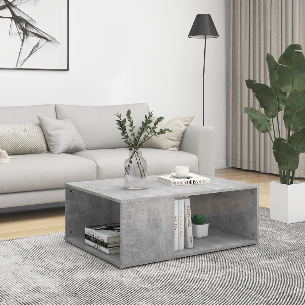 vidaXL Table basse gris béton 90x67x33 cm Bois d'ingénierie