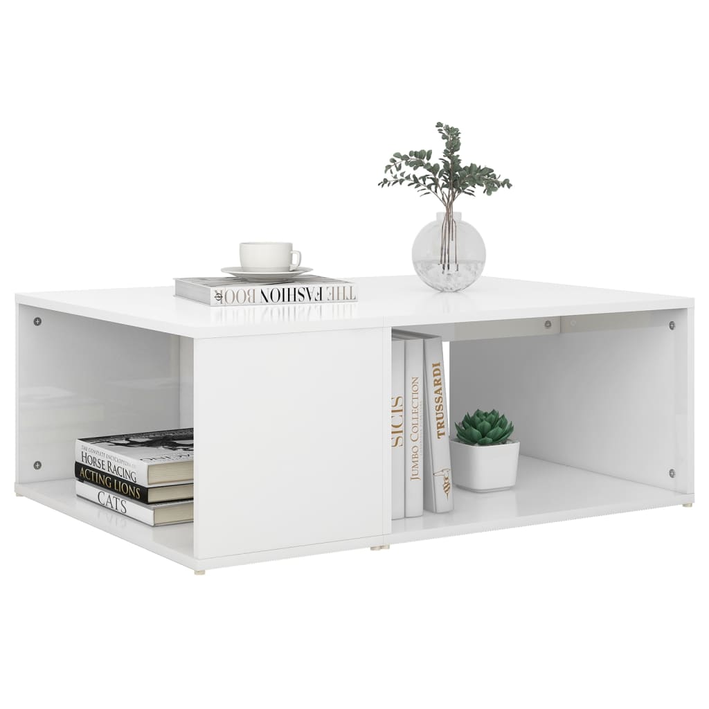 vidaXL Table basse Blanc brillant 90x67x33 cm Aggloméré