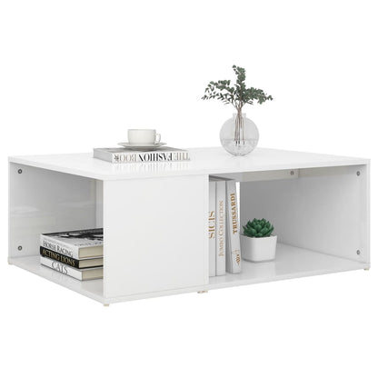 vidaXL Table basse Blanc brillant 90x67x33 cm Aggloméré