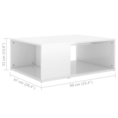 vidaXL Table basse Blanc brillant 90x67x33 cm Aggloméré