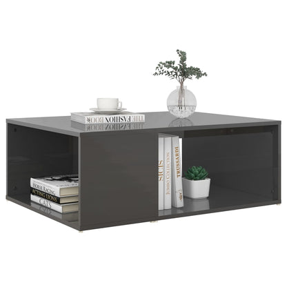vidaXL Table basse gris brillant 90x67x33 cm, bois d'ingénierie