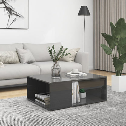 vidaXL Table basse gris brillant 90x67x33 cm, bois d'ingénierie