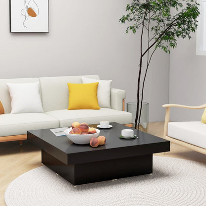 vidaXL Table basse noire 90x90x28 cm en bois d'ingénierie