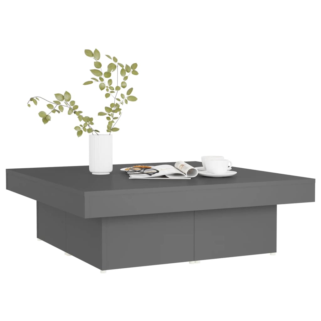 vidaXL Table basse grise 90x90x28 cm en bois d'ingénierie