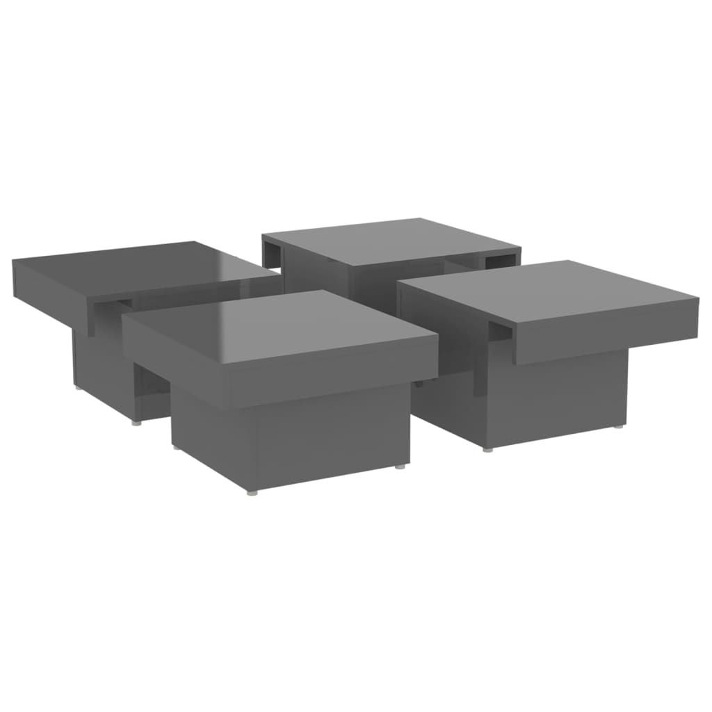 vidaXL Couchtisch Hochglanz-Grau 90x90x28 cm Holzwerkstoff