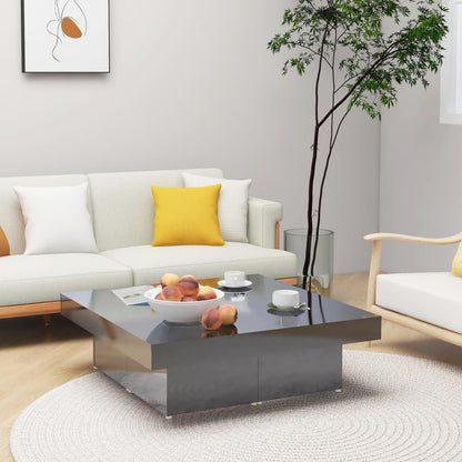 vidaXL Couchtisch Hochglanz-Grau 90x90x28 cm Holzwerkstoff