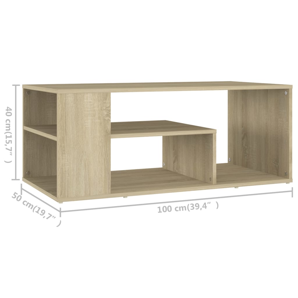 vidaXL Couchtisch Sonoma-Eiche 100x50x40 cm Holzwerkstoff
